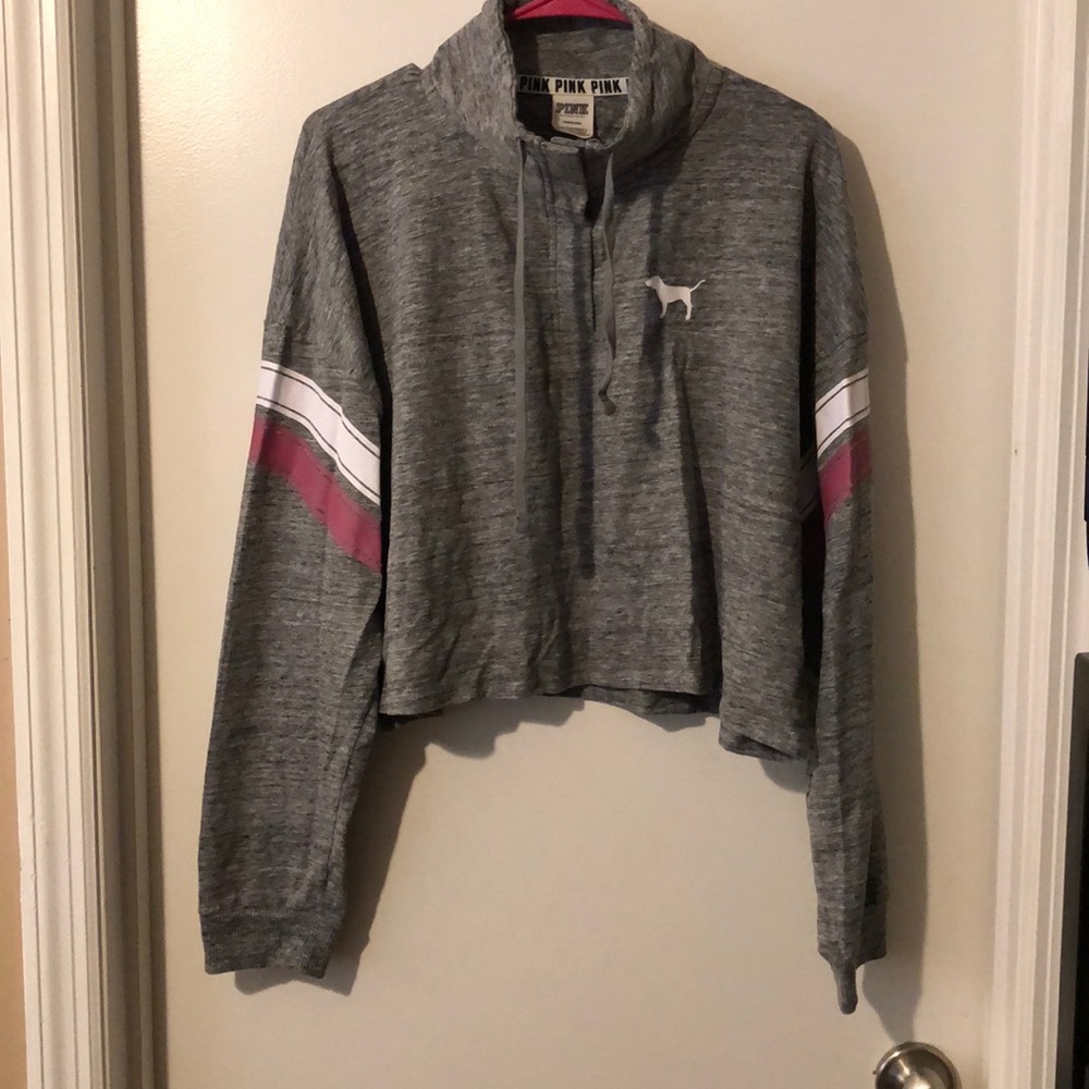 Victoria Secret Pink- Grey Sweat shirt crop top